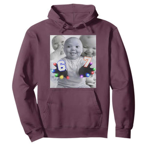 Gloving Niche 67 Ai Baby Meme Hoodie Six Seven Hand Funny Laughing Baby TS10 Maroon Print Your Wear