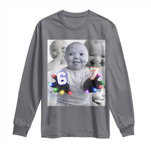 Gloving Niche 67 Ai Baby Meme Long Sleeve Shirt Six Seven Hand Funny Laughing Baby TS10 Charcoal Print Your Wear