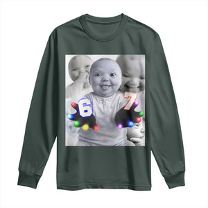 Gloving Niche 67 Ai Baby Meme Long Sleeve Shirt Six Seven Hand Funny Laughing Baby TS10 Dark Forest Green Print Your Wear