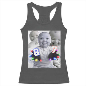 Gloving Niche 67 Ai Baby Meme Racerback Tank Top Six Seven Hand Funny Laughing Baby TS10 Dark Heather Print Your Wear