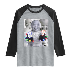 Gloving Niche 67 Ai Baby Meme Raglan Shirt Six Seven Hand Funny Laughing Baby TS10 Heather Gray Black Print Your Wear