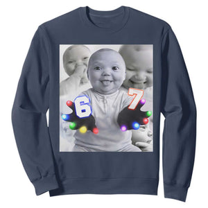 Gloving Niche 67 Ai Baby Meme Sweatshirt Six Seven Hand Funny Laughing Baby TS10 Navy Print Your Wear