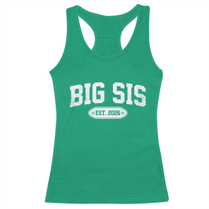 Big Sis Est 2026 Racerback Tank Top Big Sister Baby Announcement