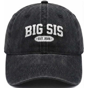 Big Sis Est 2026 Washed Cotton Baseball Cap Big Sister Baby Announcement
