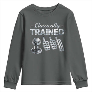 Classically Trained Youth Sweatshirt Dimmer Manual Transmission Car Humor Pedals Driving TS10 Dark Heather Print Your Wear