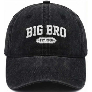 Big Bro Est 2026 Washed Cotton Baseball Cap Big Brother Baby Announcement