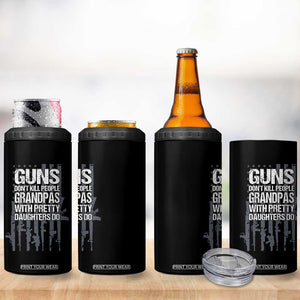 Grandpas With Pretty Daughters 4 in 1 Can Cooler Tumbler Funny Grandpa Gun American Flag TS10 Print Your Wear