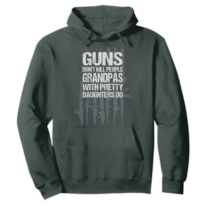 Grandpas With Pretty Daughters Hoodie Funny Grandpa Gun American Flag TS10 Dark Forest Green Print Your Wear