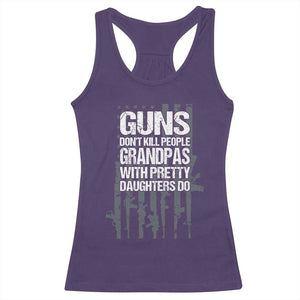 Grandpas With Pretty Daughters Racerback Tank Top Funny Grandpa Gun American Flag TS10 Purple Print Your Wear