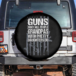 Grandpas With Pretty Daughters Spare Tire Cover Funny Grandpa Gun American Flag TS10 No hole Black Print Your Wear