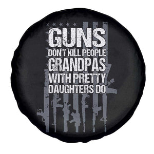 Grandpas With Pretty Daughters Spare Tire Cover Funny Grandpa Gun American Flag TS10 Print Your Wear