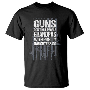 Grandpas With Pretty Daughters T Shirt Funny Grandpa Gun American Flag TS10 Black Print Your Wear