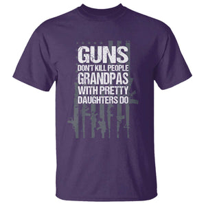 Grandpas With Pretty Daughters T Shirt Funny Grandpa Gun American Flag TS10 Purple Print Your Wear