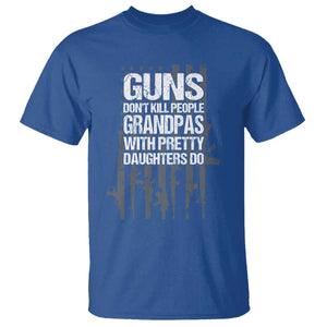 Grandpas With Pretty Daughters T Shirt Funny Grandpa Gun American Flag TS10 Royal Blue Print Your Wear
