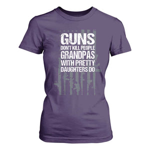 Grandpas With Pretty Daughters T Shirt For Women Funny Grandpa Gun American Flag TS10 Purple Print Your Wear