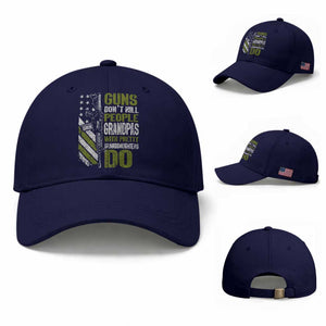 Funny Grandpa Baseball Cap Guns Dont Kill People Grandpas With Pretty Granddaughters Do US Flag TS10 Baseball Cap Universal Fit Dark Blue Print Your Wear