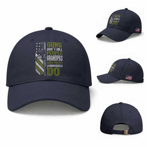 Funny Grandpa Baseball Cap Guns Dont Kill People Grandpas With Pretty Granddaughters Do US Flag TS10 Baseball Cap Universal Fit Navy Print Your Wear