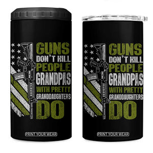 Funny Grandpa 4 in 1 Can Cooler Tumbler Guns Dont Kill People Grandpas With Pretty Granddaughters Do US Flag TS10 One Size: 16 oz Black Print Your Wear