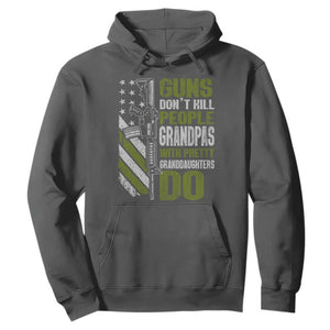 Funny Grandpa Hoodie Guns Dont Kill People Grandpas With Pretty Granddaughters Do US Flag TS10 Dark Heather Print Your Wear