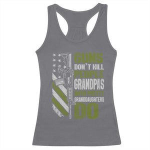 Funny Grandpa Racerback Tank Top Guns Dont Kill People Grandpas With Pretty Granddaughters Do US Flag TS10 Charcoal Print Your Wear