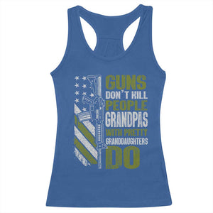 Funny Grandpa Racerback Tank Top Guns Dont Kill People Grandpas With Pretty Granddaughters Do US Flag TS10 Royal Blue Print Your Wear