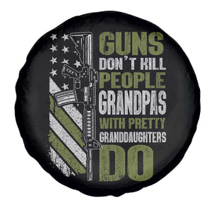 Funny Grandpa Spare Tire Cover Guns Dont Kill People Grandpas With Pretty Granddaughters Do US Flag TS10 Print Your Wear