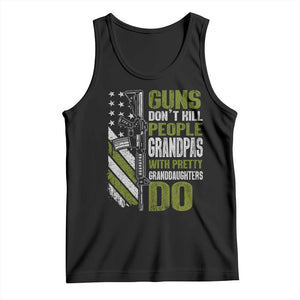 Funny Grandpa Tank Top Guns Dont Kill People Grandpas With Pretty Granddaughters Do US Flag TS10 Black Print Your Wear
