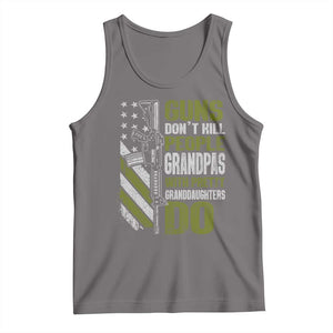 Funny Grandpa Tank Top Guns Dont Kill People Grandpas With Pretty Granddaughters Do US Flag TS10 Deep Heather Print Your Wear
