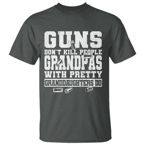 Funny Grandpa T Shirt Guns Dont Kill People Grandpas With Pretty Granddaughters Do TS10 Dark Heather Print Your Wear
