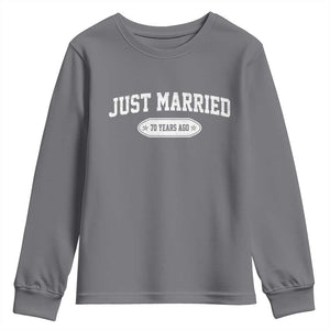 Just Married 70 Years Ago Youth Sweatshirt 70th Wedding Anniversary Matching TS10 Charcoal Print Your Wear