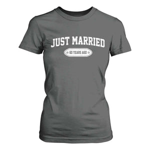 Just Married 60 Years Ago T Shirt For Women 60th Wedding Anniversary Matching TS10 Dark Heather Print Your Wear