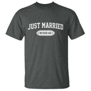 Just Married 40 Years Ago T Shirt 40th Wedding Anniversary Matching TS10 Dark Heather Print Your Wear