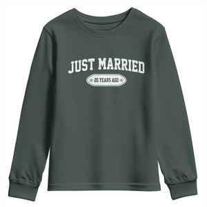 Just Married 20 Years Ago Youth Sweatshirt 20th Wedding Anniversary Matching TS10 Dark Forest Green Print Your Wear