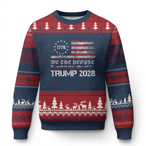 Pro Trump 2028 Ugly Christmas Sweater America US Flag Retro Vintage TS10 Navy Red Print Your Wear