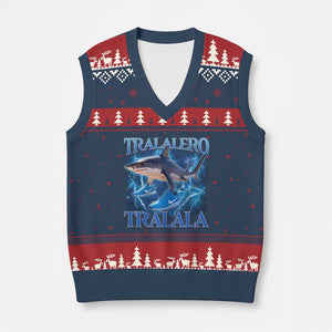 Tralalero Tralala Shark V-Neck Knit Sweater Vest Funny Internet Brainrot Memes Gen Alpha TS10 Navy Red Print Your Wear