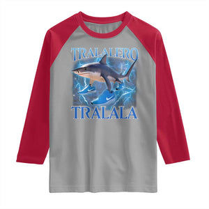 Tralalero Tralala Shark Raglan Shirt Funny Internet Brainrot Memes Gen Alpha TS10 Sport Gray Red Print Your Wear