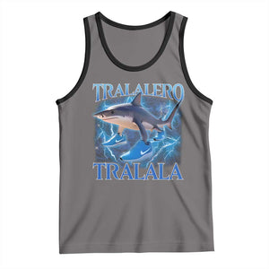 Tralalero Tralala Shark Tank Top Funny Internet Brainrot Memes Gen Alpha TS10 Deep Heather Black Print Your Wear