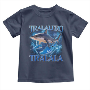 Tralalero Tralala Shark Toddler T Shirt Funny Internet Brainrot Memes Gen Alpha TS10 Navy Print Your Wear