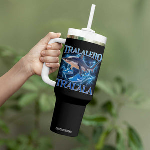 Tralalero Tralala Shark Tumbler With Handle Funny Internet Brainrot Memes Gen Alpha TS10 Print Your Wear