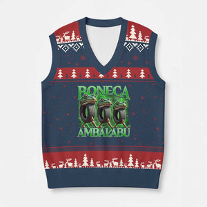 Boneca Ambalabu Frog V-Neck Knit Sweater Vest Funny Internet Brainrot Memes Gen Alpha TS10 Navy Red Print Your Wear