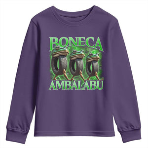 Boneca Ambalabu Frog Youth Sweatshirt Funny Internet Brainrot Memes Gen Alpha TS10 Purple Print Your Wear