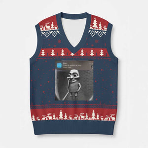 Italian Brainrot Tung Tung Tung Sahur V-Neck Knit Sweater Vest Internet Memes Ring with Motion TS10 Navy Red Print Your Wear