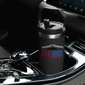 Operation Midnight Hammer Flip Straw Tumbler Tactical Warfare Jets Bombers Military American Flag TS10 Print Your Wear