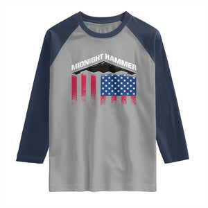 Operation Midnight Hammer Raglan Shirt Tactical Warfare Jets Bombers Military American Flag TS10 Sport Gray Navy Print Your Wear