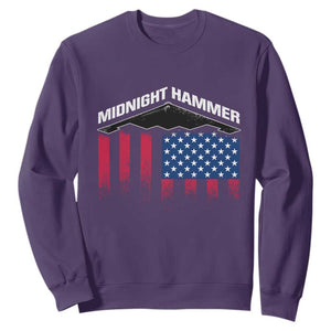 Operation Midnight Hammer Sweatshirt Tactical Warfare Jets Bombers Military American Flag TS10 Purple Print Your Wear