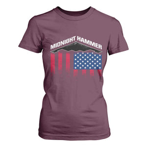 Operation Midnight Hammer T Shirt For Women Tactical Warfare Jets Bombers Military American Flag TS10 Maroon Print Your Wear
