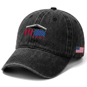 Operation Midnight Hammer Washed Cotton Baseball Cap Tactical Warfare Jets Bombers Military American Flag TS10 Print Your Wear