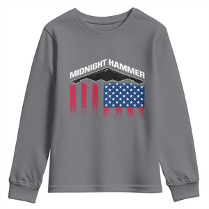 Operation Midnight Hammer Youth Sweatshirt Tactical Warfare Jets Bombers Military American Flag TS10 Charcoal Print Your Wear