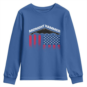 Operation Midnight Hammer Youth Sweatshirt Tactical Warfare Jets Bombers Military American Flag TS10 Royal Blue Print Your Wear