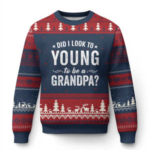 Funny Grandpa Ugly Christmas Sweater Did I Look Too Young To Be A Grandpa TS10 Navy Red Print Your Wear